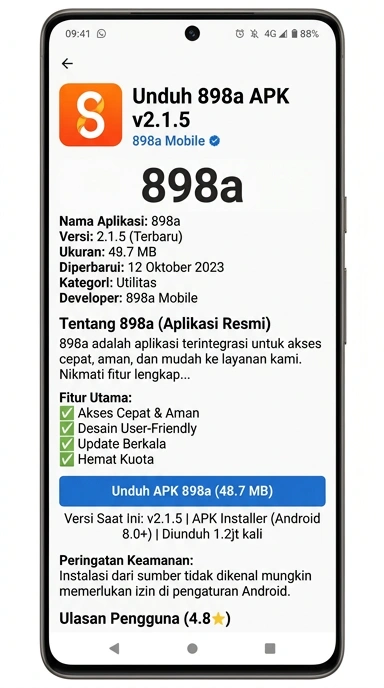 Tampilan halaman APK 898a