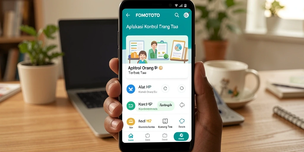 Tampilan antarmuka utama aplikasi FOMOTOTO untuk kontrol orang tua.